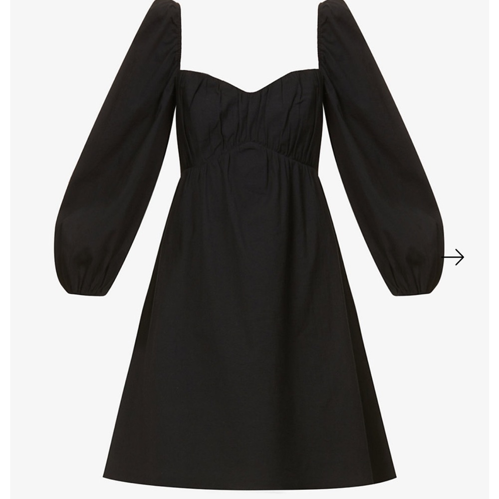 Reformation Farley puff sleeve black mini dress size